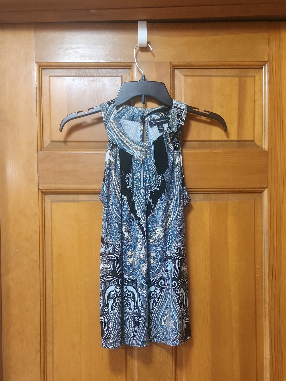 INC Macy's Sleeveless Blouse, Women's Size Petite Small, Blue/White, GUC